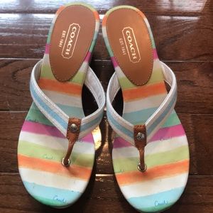 Coach pastel stripe wedge sandal